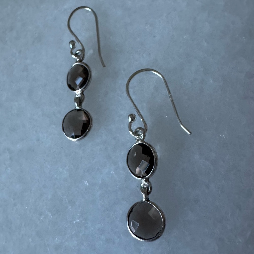 NWOT Tuckernuck Checkmate Earrings, Smoky Quartz, Sterling Silver - Picture 3 of 5